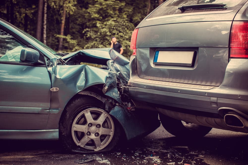 Cars accident on a road.